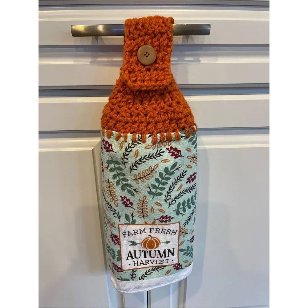 Crochet Top Kitchen Towel- Farm Fresh Autumn Harvest